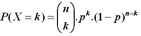 Ecuación da probabilidade dada pola binomial